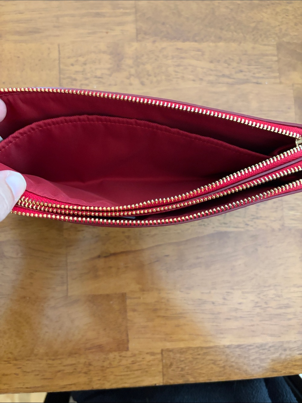 Coach Brown Signature Wristlet with Red Trim and Strap - Picture 4 of 7